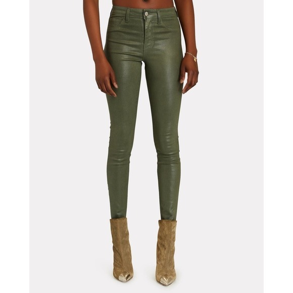 L'agence Women's Hunter Green Coated High Rise Skinny Jeans Size 25 NWOT - Picture 6 of 16